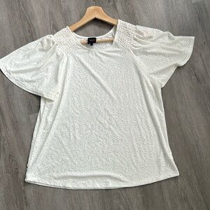 Off White Eyelet Shirt